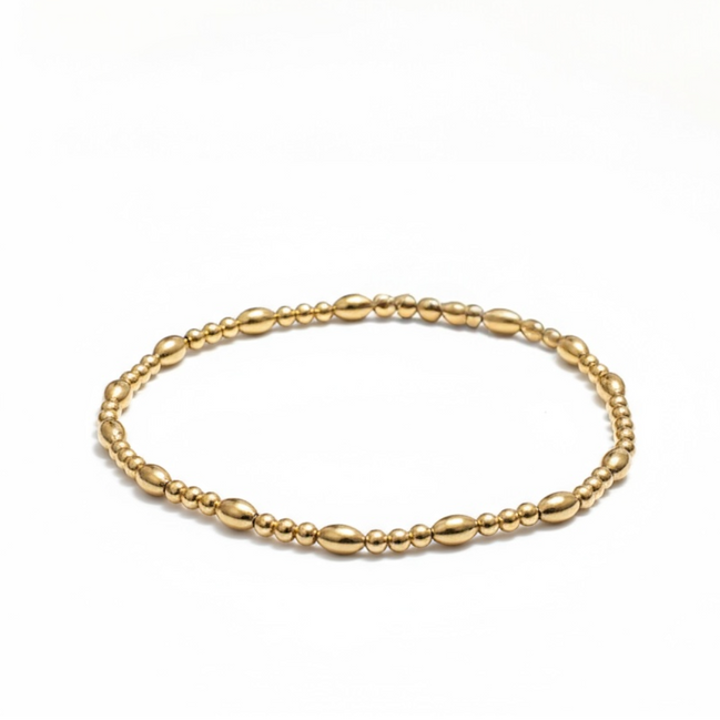 Gold Tripla Riso Piccolo Pattern 4.6mm Bead Bracelet ~ Mia