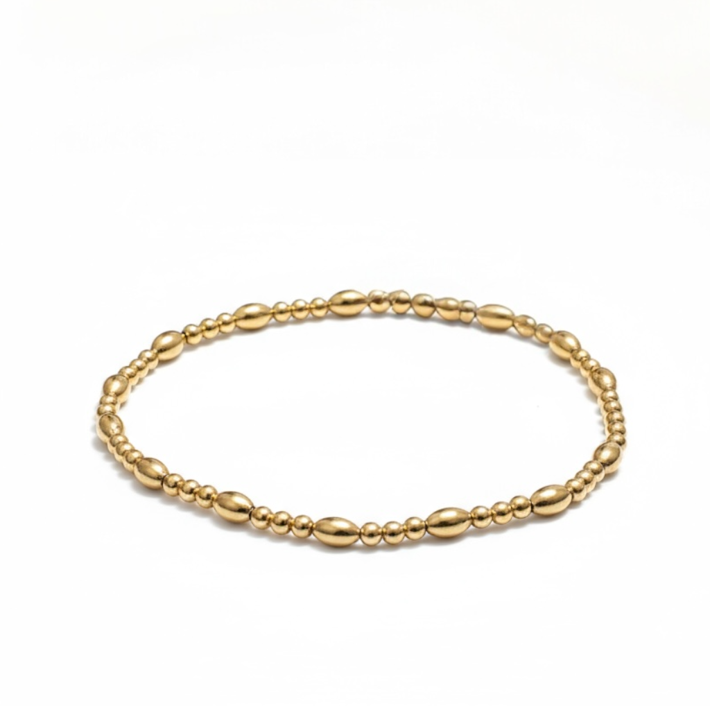 Gold Tripla Riso Piccolo Pattern 4.6mm Bead Bracelet ~ Mia