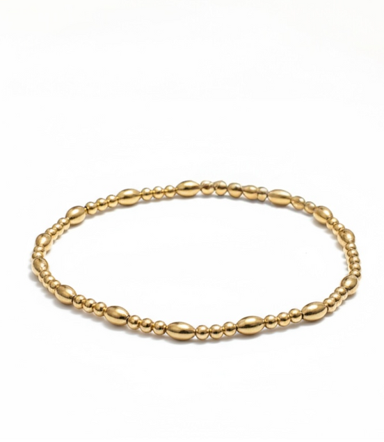 Gold Tripla Riso Piccolo Pattern 4.6mm Bead Bracelet ~ Mia