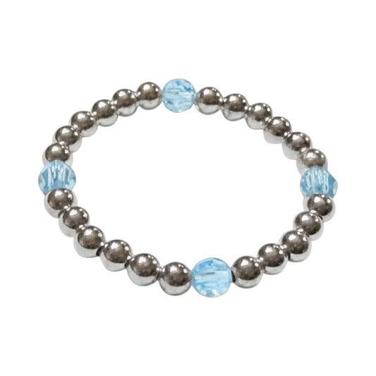 Swarovski Crystal Ring ~ Sterling Silver 2.5mm | Crystal 3mm Beaded Ring