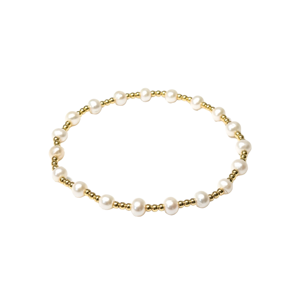 Susan ~ Gold Pearl Triple Pattern 4.5mm | 2mm Beaded Bracelet