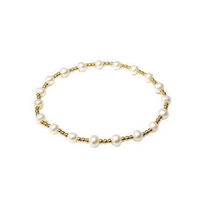 Susan ~ Gold Pearl Triple Pattern 4.5mm | 2mm Beaded Bracelet
