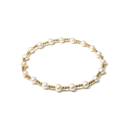 Gold with Perla 4.5 mm Tripla Pattern Bead Bracelet ~ Susan