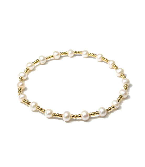 Gold with Perla 4.5 mm Tripla Pattern Bead Bracelet ~ Susan