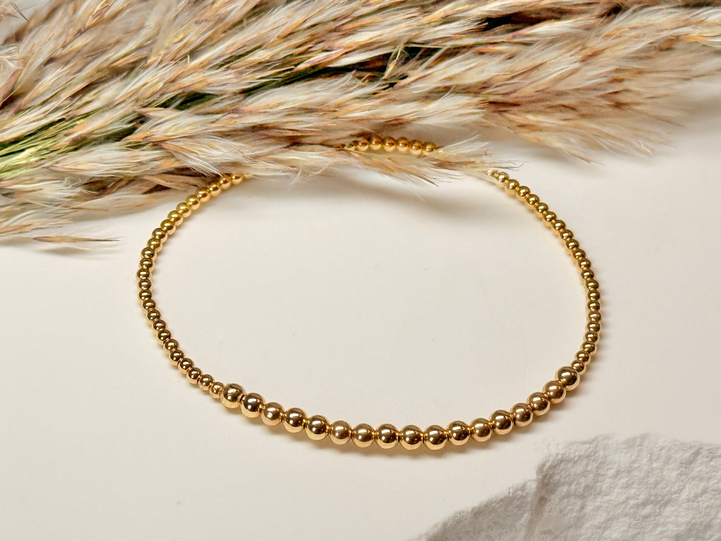 Lidia ~ Classic Gold 3mm | 2mm Beaded Bracelet