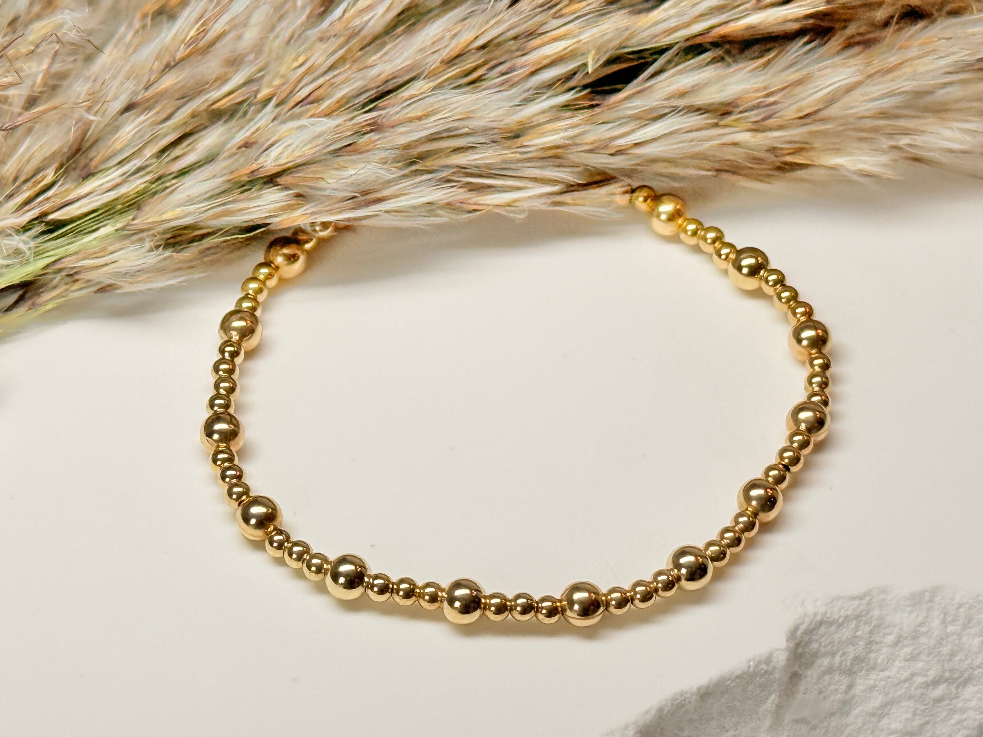 Classic Gold Tripla Pattern 4mm Bead Bracelet ~ Luisa