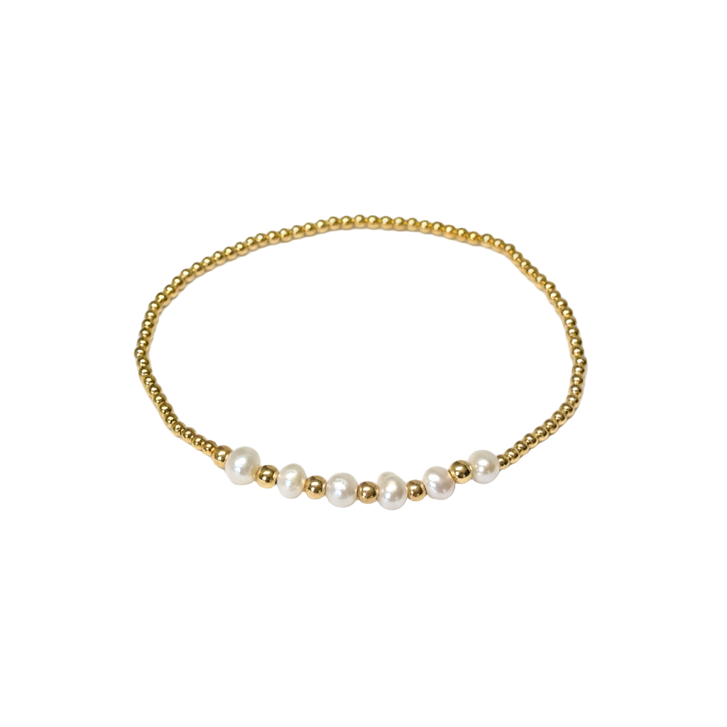 Rosaria ~ Gold Pearl 4.5mm | 2.5mm Beaded Bracelet