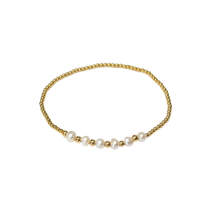 Rosaria ~ Gold Pearl 4.5mm | 2.5mm Beaded Bracelet