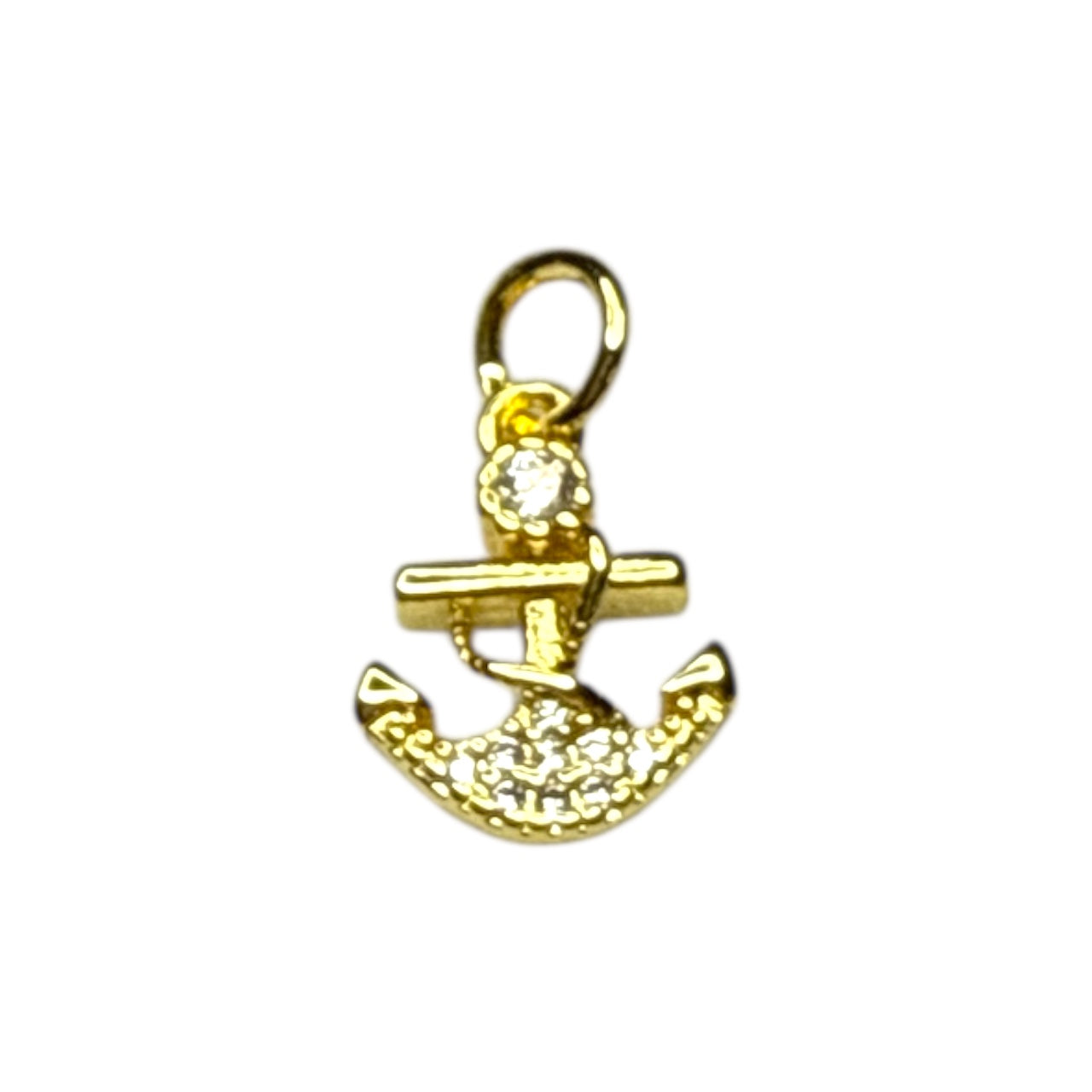 Anchor Charm ~ Gold Charm | CZ Stones