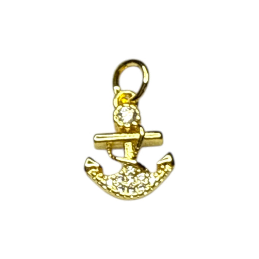 Anchor Charm ~ Gold Charm | CZ Stones