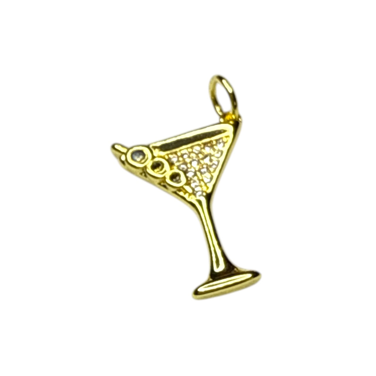 Martini Charm ~ Gold Charm | CZ Stone