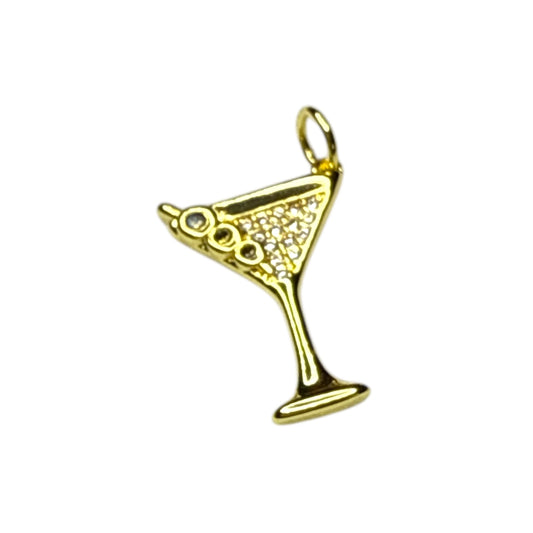 Martini Charm ~ Gold Charm | CZ Stone