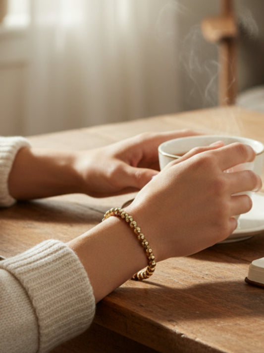 Anne ~ Classic Gold 4mm Beaded Bracelet