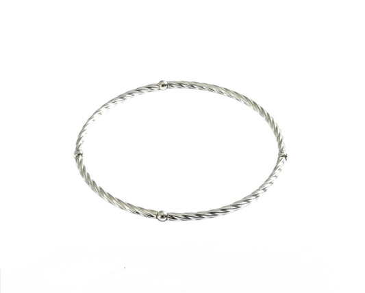 Riley ~ Sterling Silver 3mm Bangle Beaded Bracelet