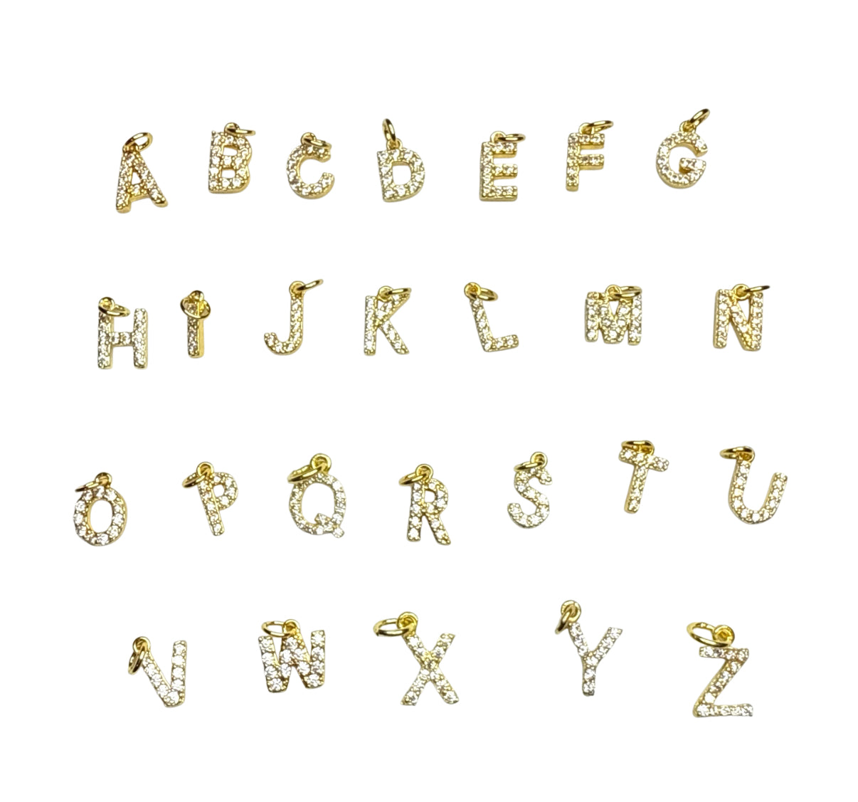 Diamond Letter Charm ~ Gold Charm | CZ Stones