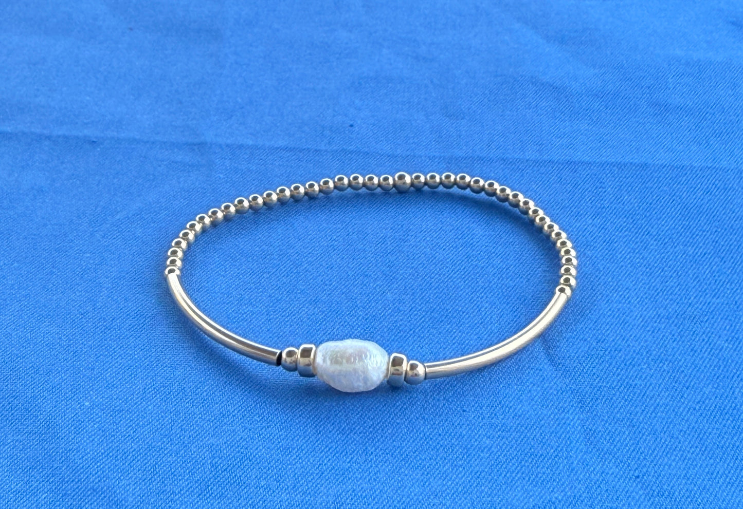 Gold Bangle Beaded Bracelet ~ Chloe