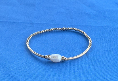 Gold Bangle Beaded Bracelet ~ Chloe