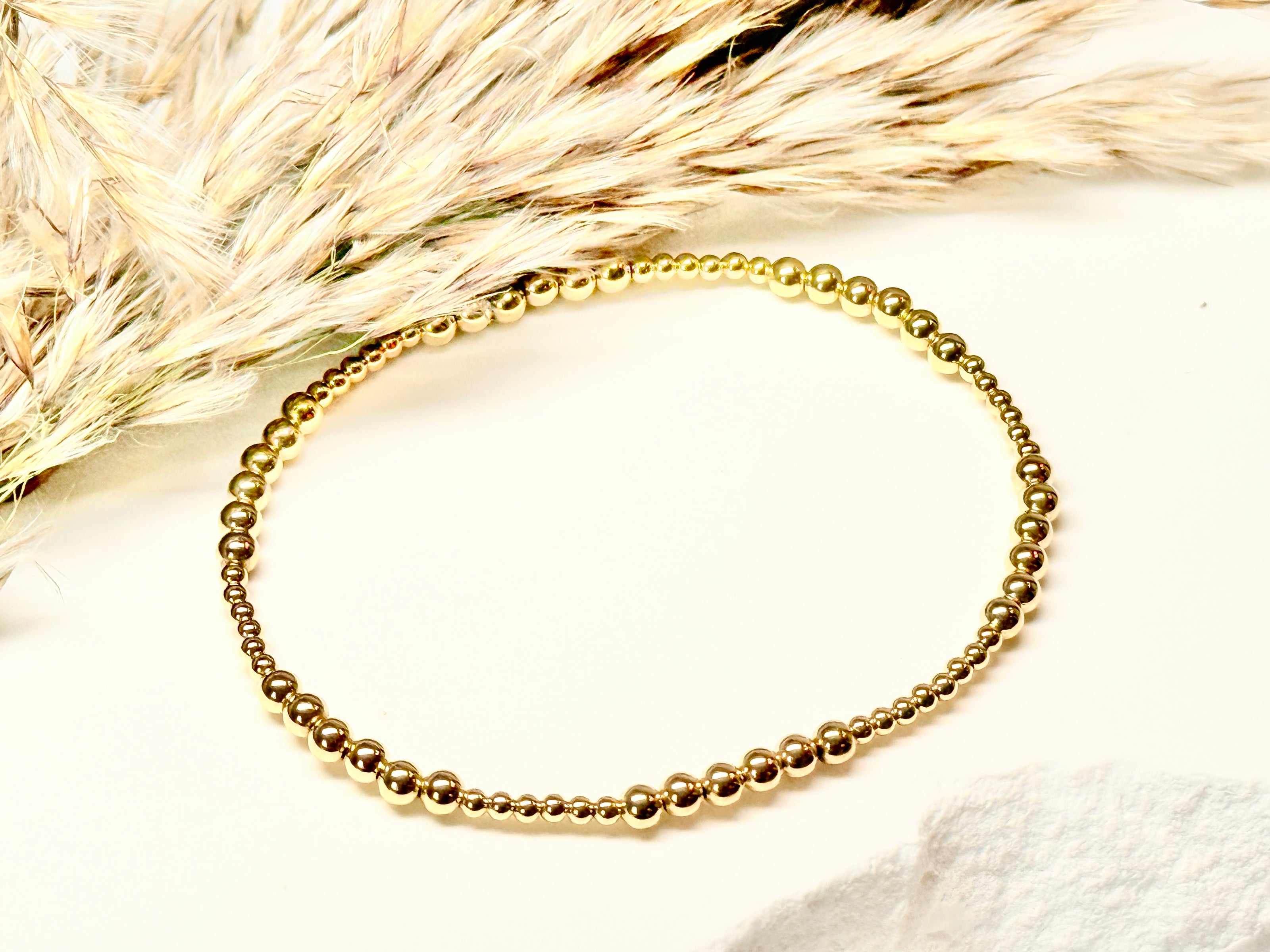 Classic Gold Fila Piccola Alternating Pattern 3mm Bead Bracelet ~ Irene