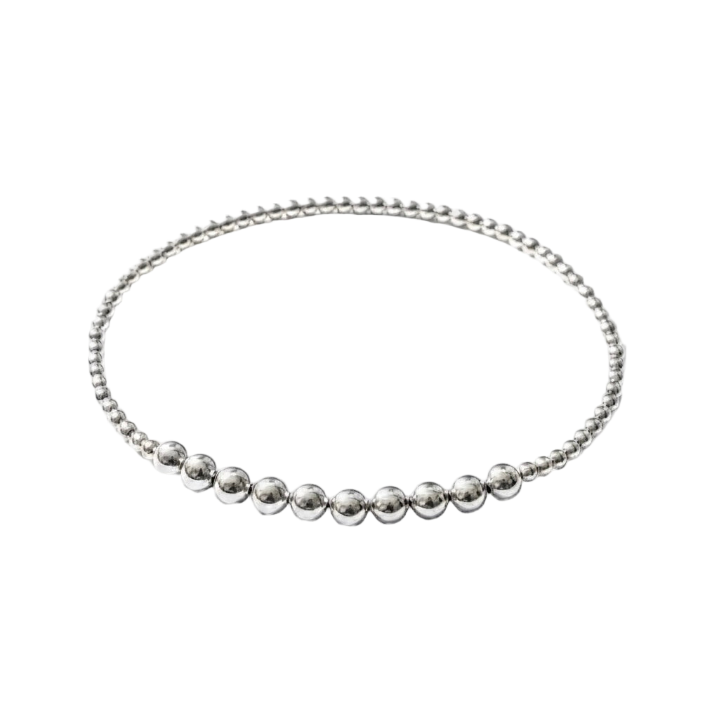 Giuliet ~ Classic Sterling Silver Bar 4mm | 2mm Beaded Bracelet