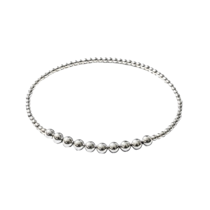 Giuliet ~ Classic Sterling Silver Bar 4mm | 2mm Beaded Bracelet