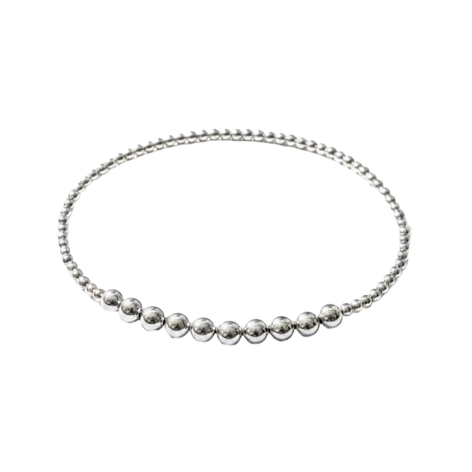 Giuliet ~ Classic Sterling Silver Bar 4mm | 2mm Beaded Bracelet
