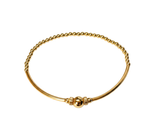 Gena ~ Gold Bangle Beaded Bracelet