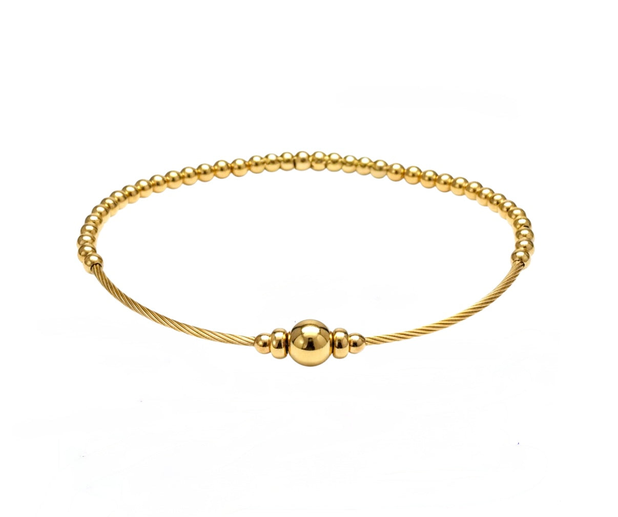 Ava ~ Gold Lined Bangle Beaded Bracelet