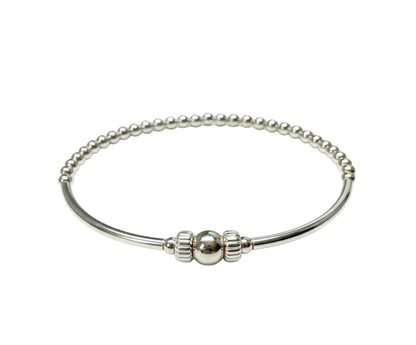 Elegance ~ Sterling Silver Bangle Beaded Bracelet