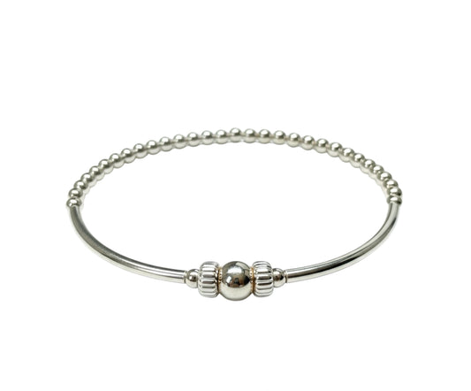Elegance ~ Sterling Silver Bangle Beaded Bracelet