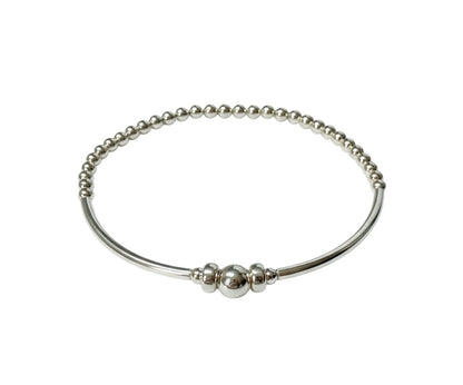 Elegant ~ Sterling Silver Bangle Beaded Bracelet