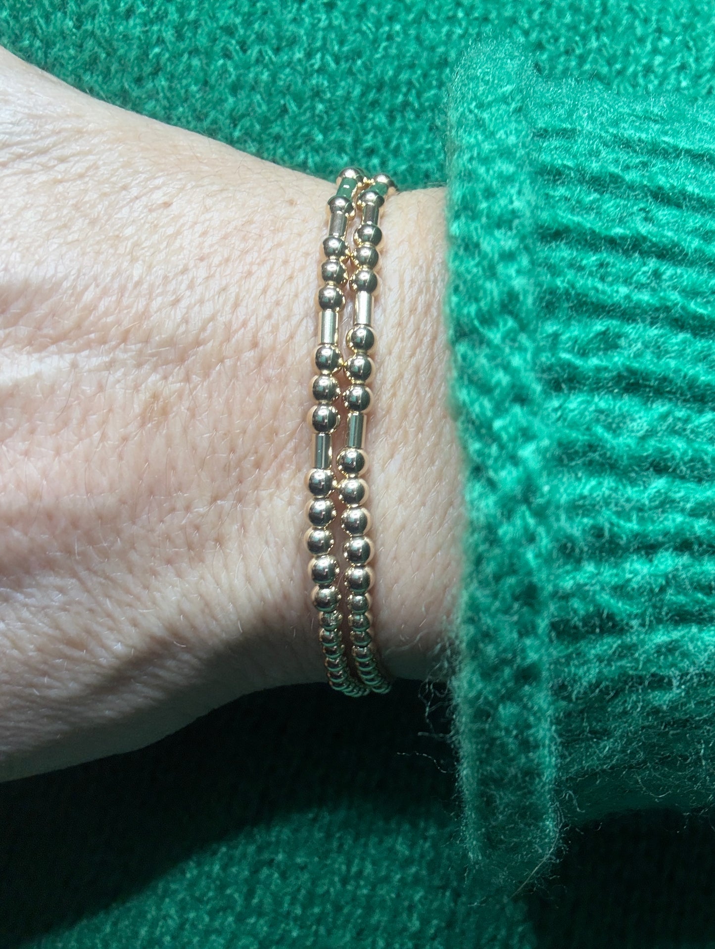 Morse Code ~ Classic Gold Tube 3mm | 2.5mm Beaded Bracelet ~ Single Bracelet