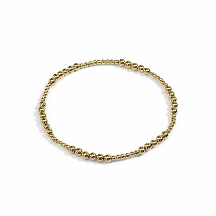 Classic Gold Fila Piccola Alternating Pattern 3mm Bead Bracelet ~ Irene