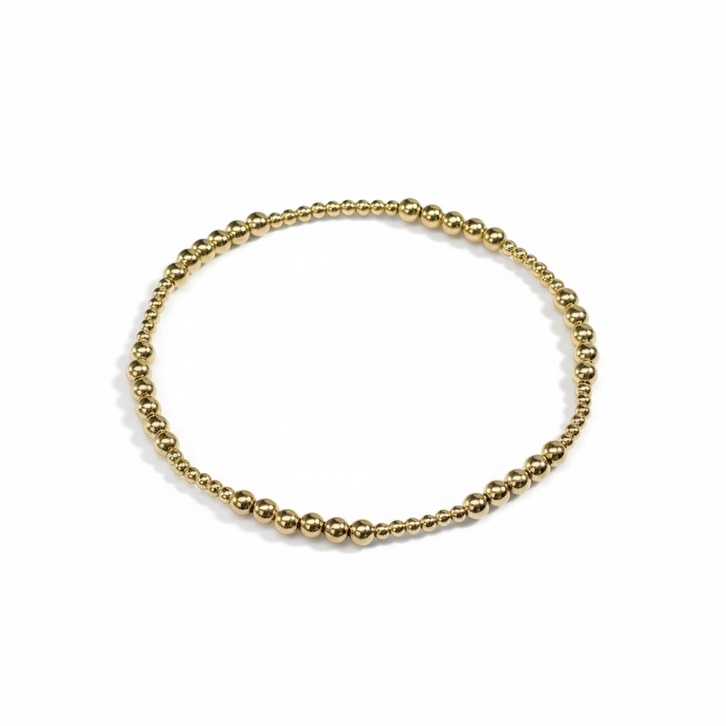 Classic Gold Fila Piccola Alternating Pattern 3mm Bead Bracelet ~ Irene