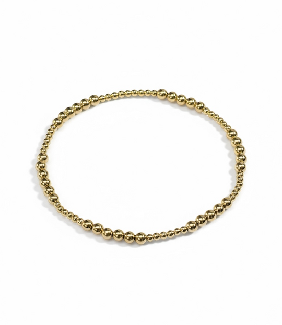 Classic Gold Fila Piccola Alternating Pattern 3mm Bead Bracelet ~ Irene