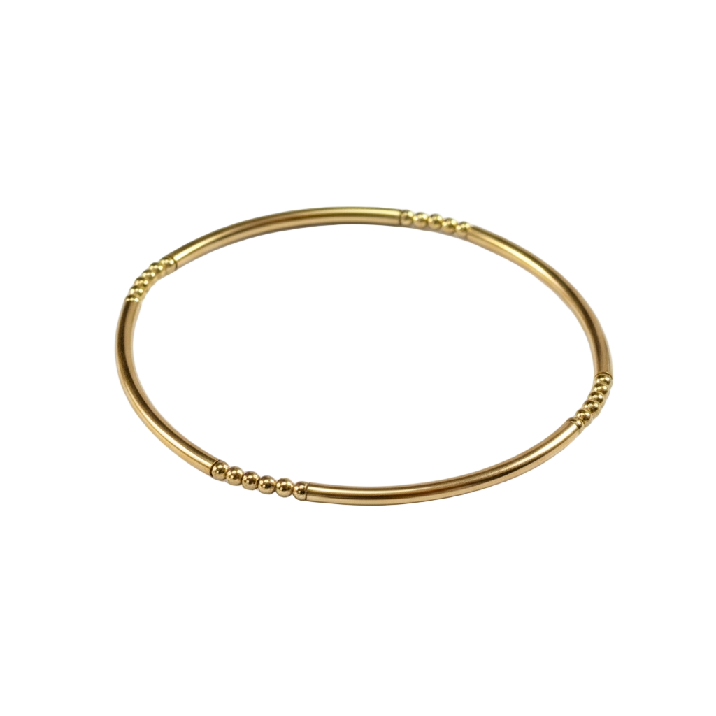 Joy ~ Classic Gold Bar 2mm Beaded Bracelet