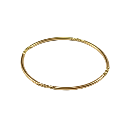 Joy ~ Classic Gold Bar 2mm Beaded Bracelet