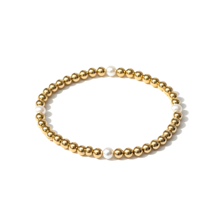 Gold Perla Singola 4.5mm Bead Bracelet ~ Gabriella
