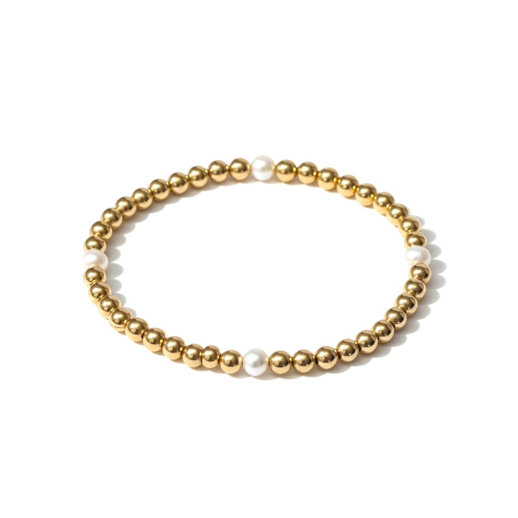 Gold Perla Singola 4.5mm Bead Bracelet ~ Gabriella