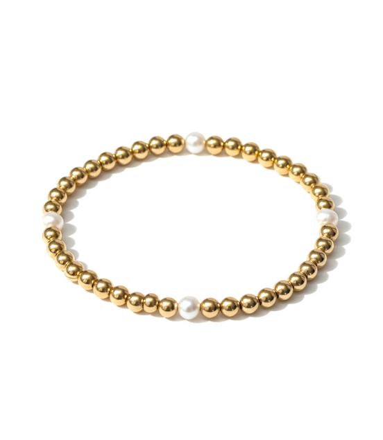 Gold Perla Singola 4.5mm Bead Bracelet ~ Gabriella
