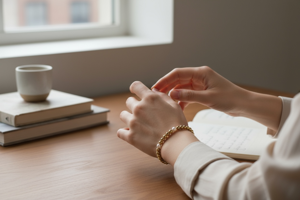 Gabriella ~ Gold Single Pearl Patter 4.5mm | 4mm Beaded Bracelet