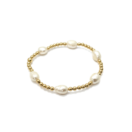 Gold Perla Singola 8.5mm Bead Bracelet ~ Joleen