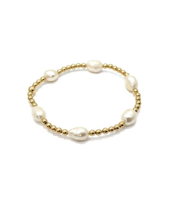 Gold Perla Singola 8.5mm Bead Bracelet ~ Joleen