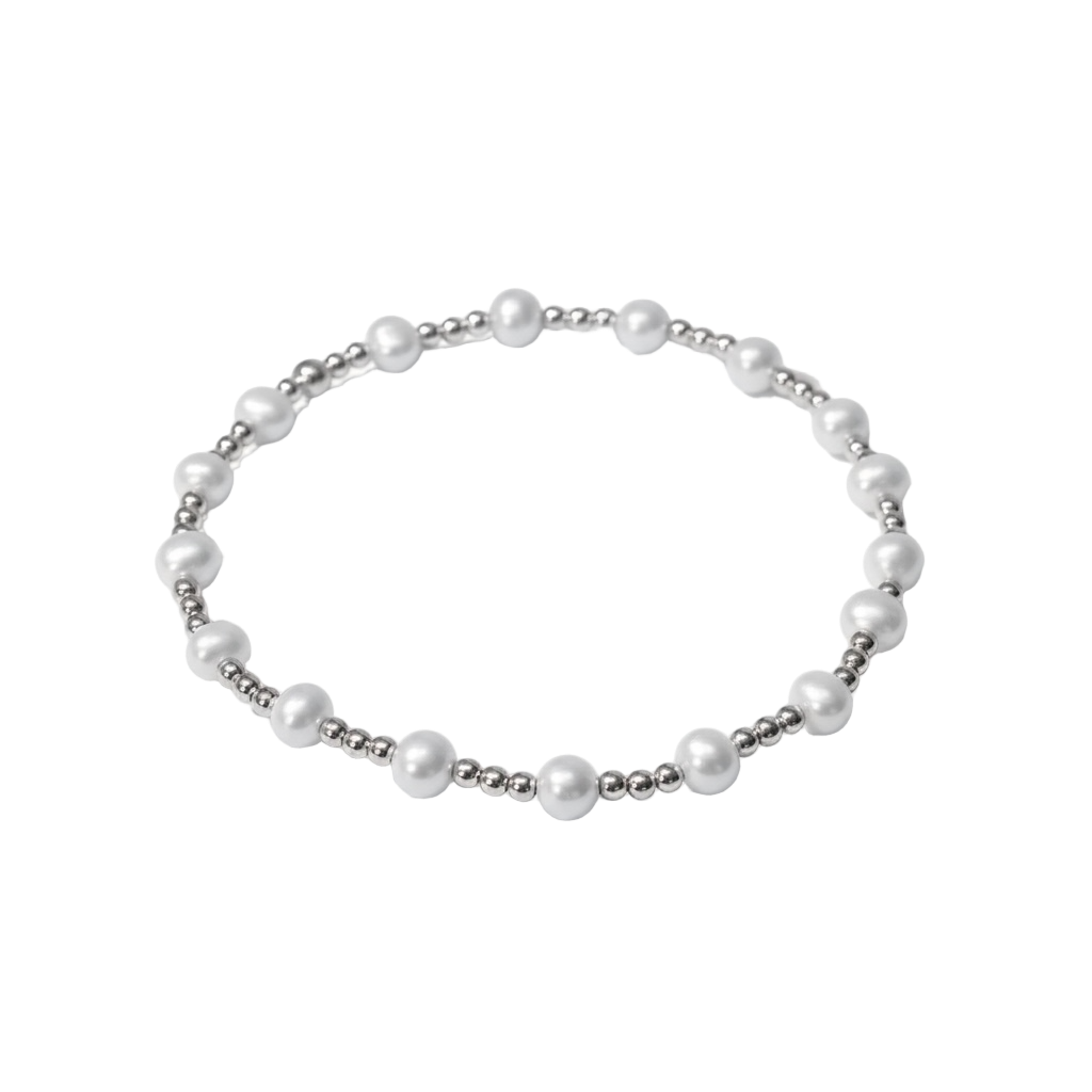 Cathy ~ Sterling Silver Pearl Triple Pattern 4.5mm | 2mm Beaded Bracelet