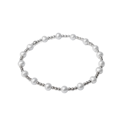 Cathy ~ Sterling Silver Pearl Triple Pattern 4.5mm | 2mm Beaded Bracelet