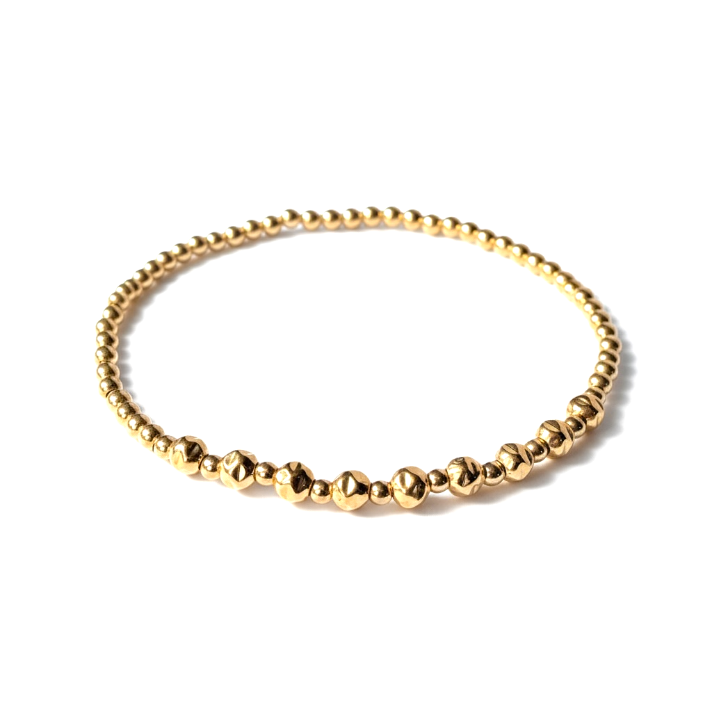 Gold Fila Grande Martellata 4mm Bead Bracelet ~ Carolina
