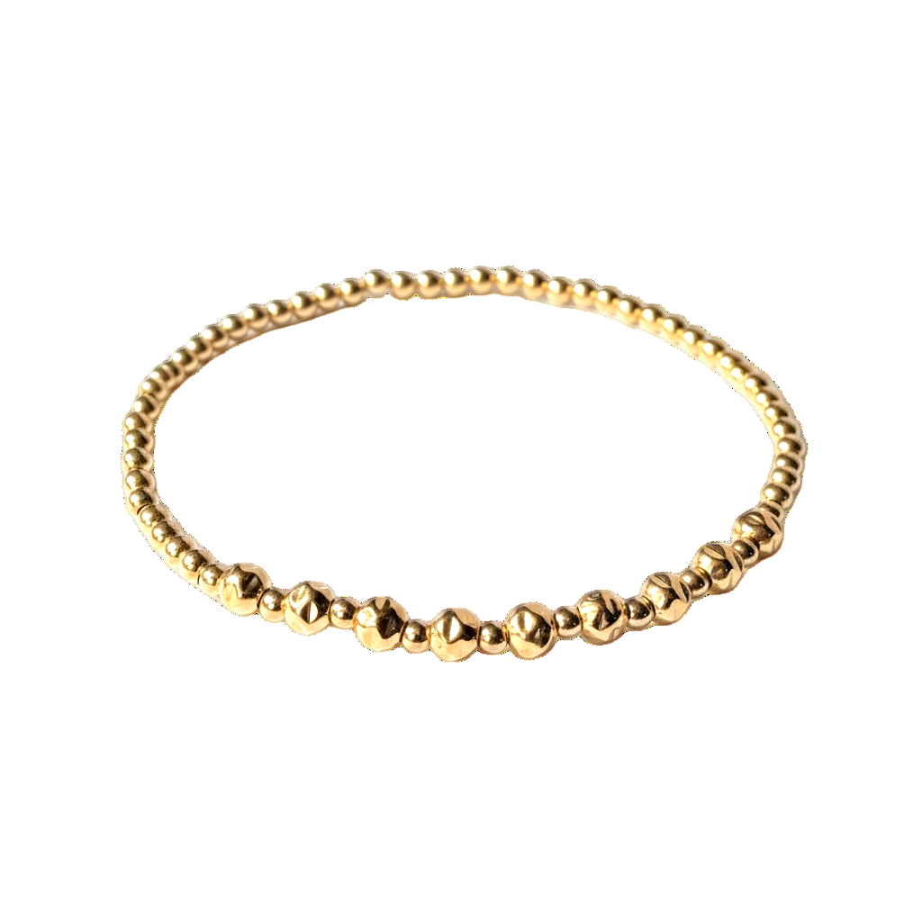 Carolina ~ Gold Hammered 4mm | 2.5mm Beaded Bracelet