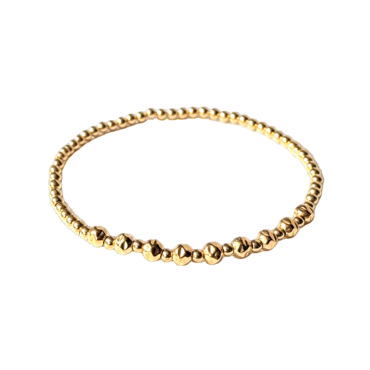 Carolina ~ Gold Hammered 4mm | 2.5mm Beaded Bracelet