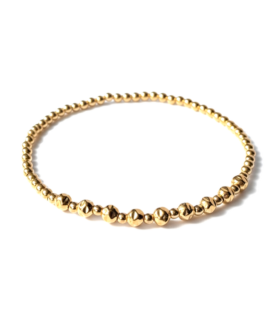 Gold Fila Grande Martellata 4mm Bead Bracelet ~ Carolina