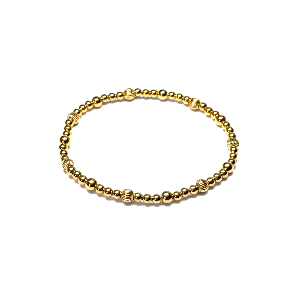 Gold Tripla Rigata 4mm Alternating Pattern Bead Bracelet ~ Maddy