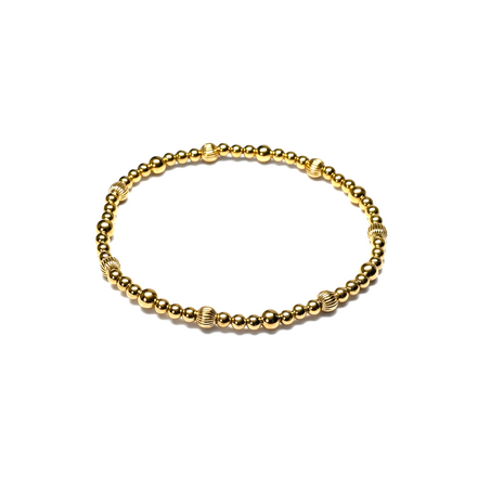 Gold Tripla Rigata 4mm Alternating Pattern Bead Bracelet ~ Maddy